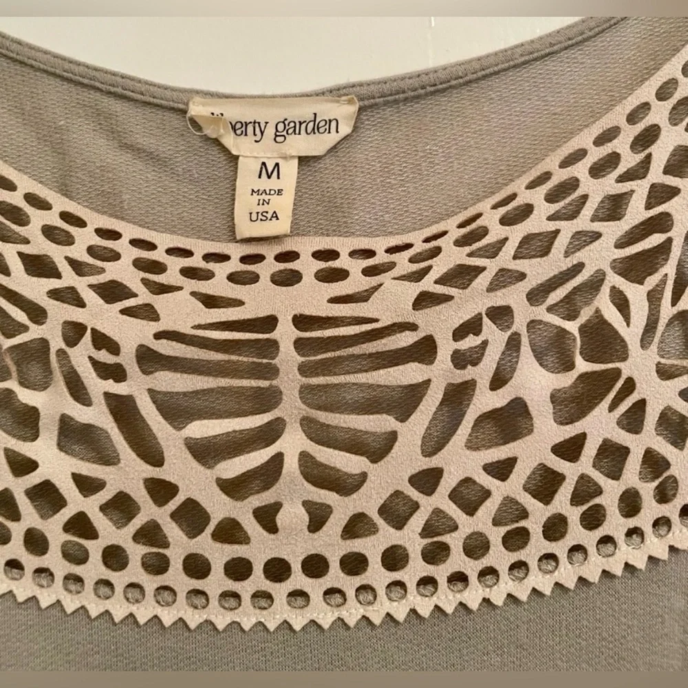 Anthropologie Liberty Garden Sage Vegan Leather Cutout Lace Boho Top M
